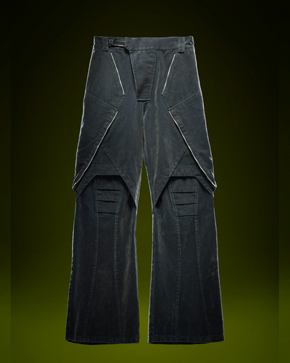 Edgy Velvet Denim Pants - velvet pants - Loose Velvet Denim Pants with Cyberpunk Aesthetic - View 9