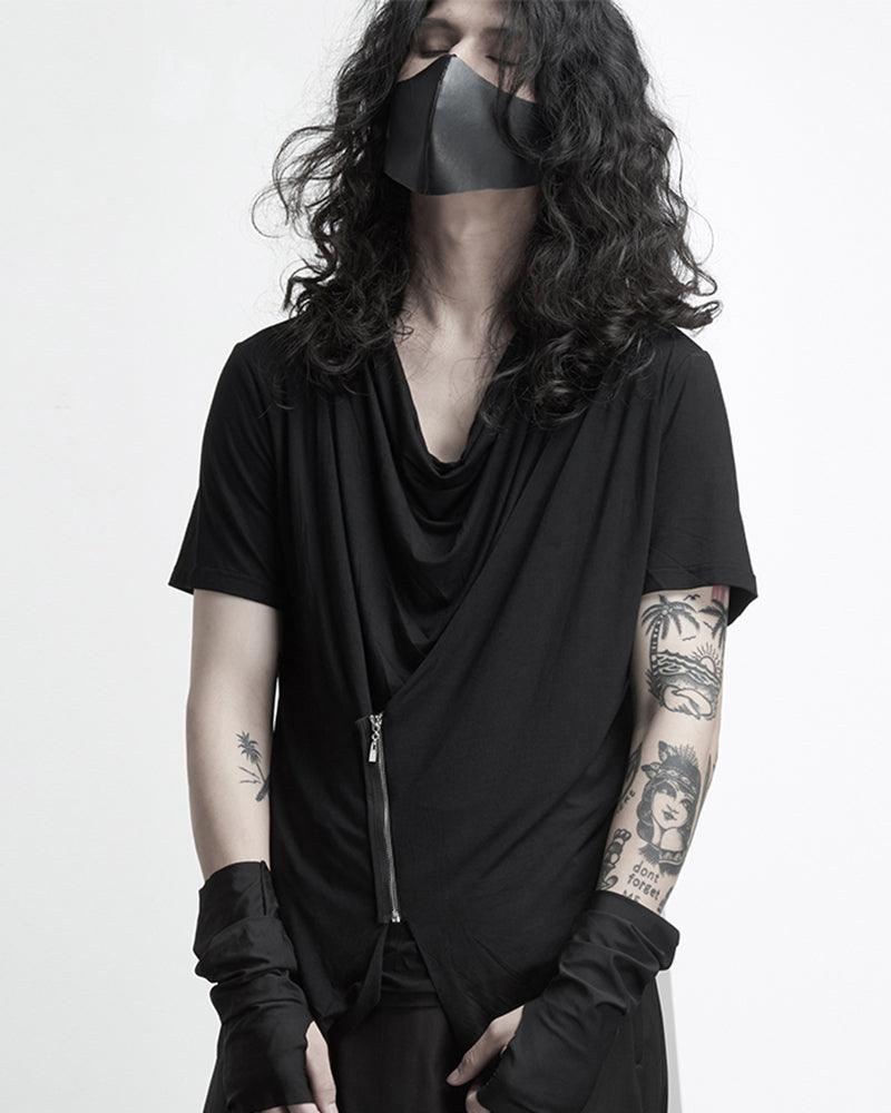Edgy Zippered Techwear Tee -  futuristic streetwear - Edgy Zippered Techwear T-Shirt for Urban Style - View 5