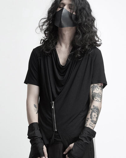 Edgy Zippered Techwear Tee -  futuristic streetwear - Edgy Zippered Techwear T-Shirt for Urban Style - View 5