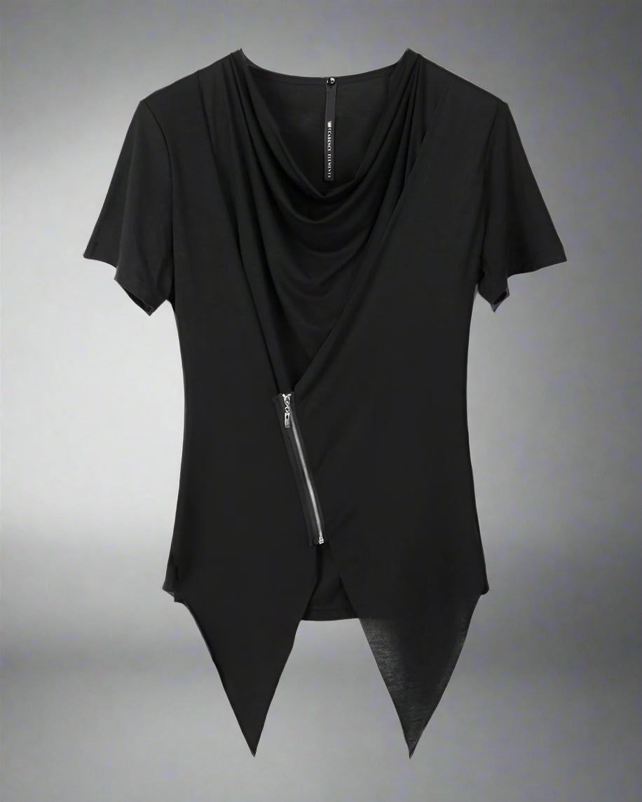 Edgy Zippered Techwear Tee - techwear - Edgy Zippered Techwear T-Shirt for Urban Style - Main view