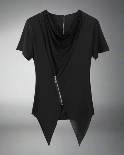 Edgy Zippered Techwear Tee - techwear - Edgy Zippered Techwear T-Shirt for Urban Style - Main view