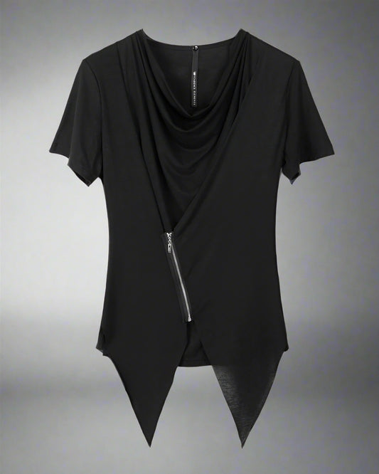 Edgy Zippered Techwear Tee - techwear - Edgy Zippered Techwear T-Shirt for Urban Style - Main view
