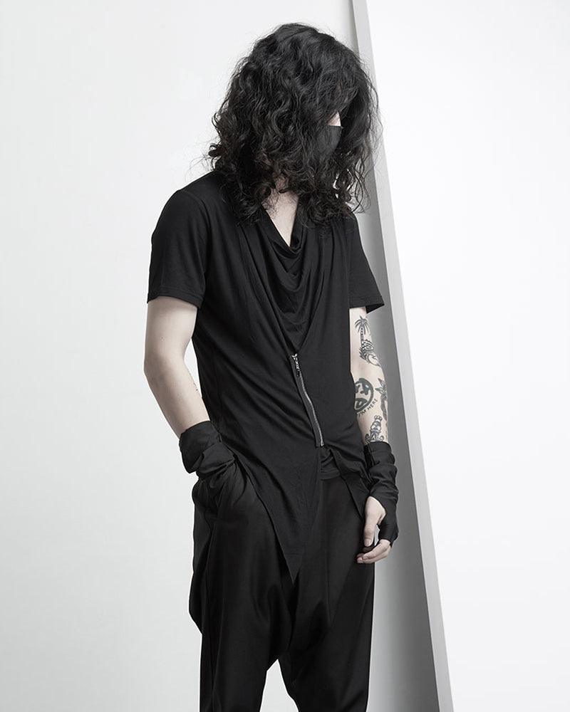 Edgy Zippered Techwear Tee - urban-inspired t-shirt - Edgy Zippered Techwear T-Shirt for Urban Style - View 2