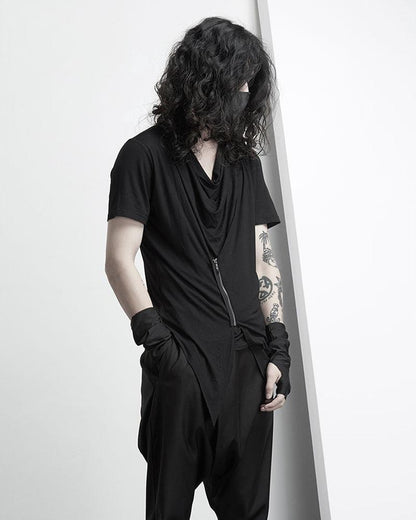 Edgy Zippered Techwear Tee - urban-inspired t-shirt - Edgy Zippered Techwear T-Shirt for Urban Style - View 2
