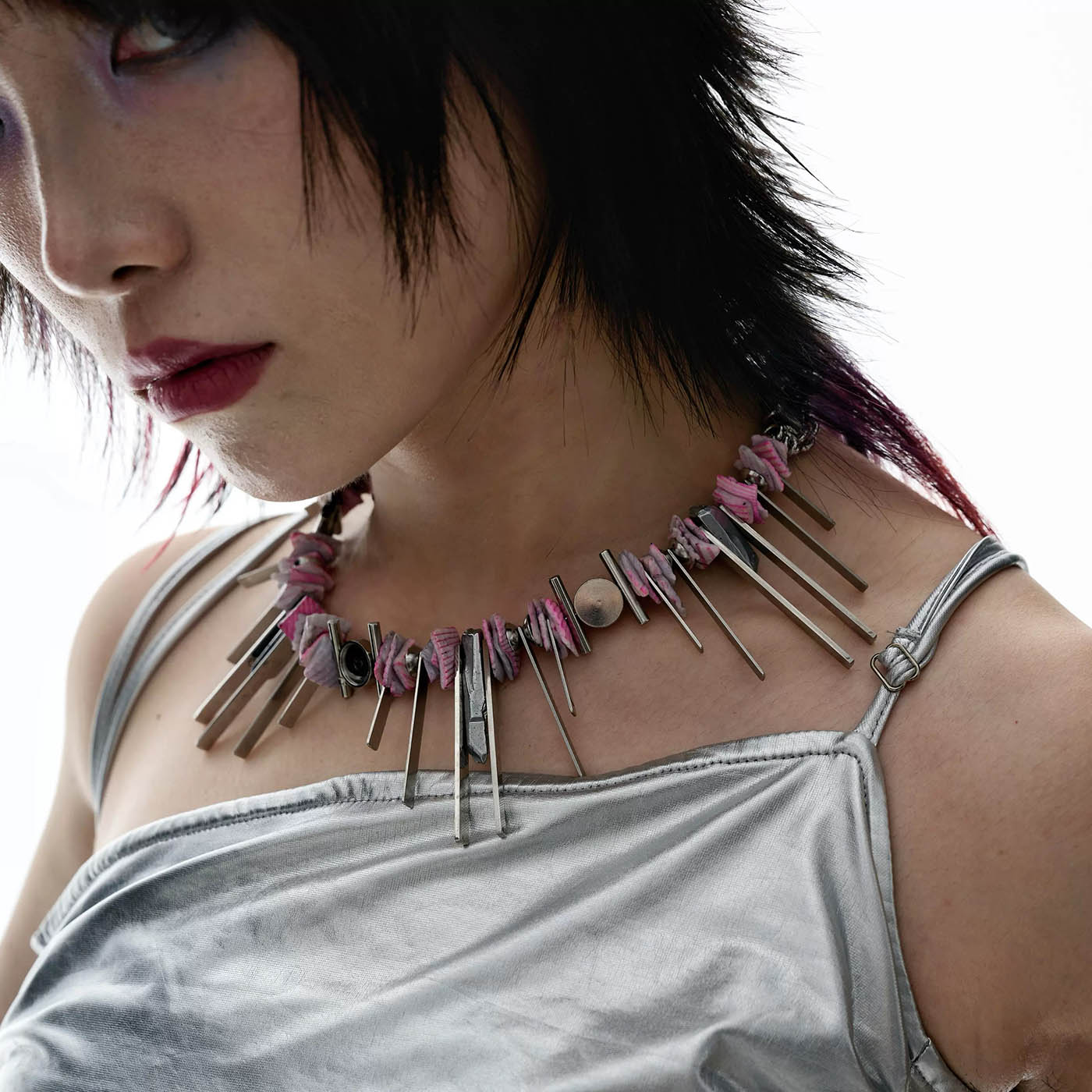 Necklace - Elegant Beaded Shell Necklace - ILLUSORY The Gravity Shell Beaded Necklace by Imaphotic