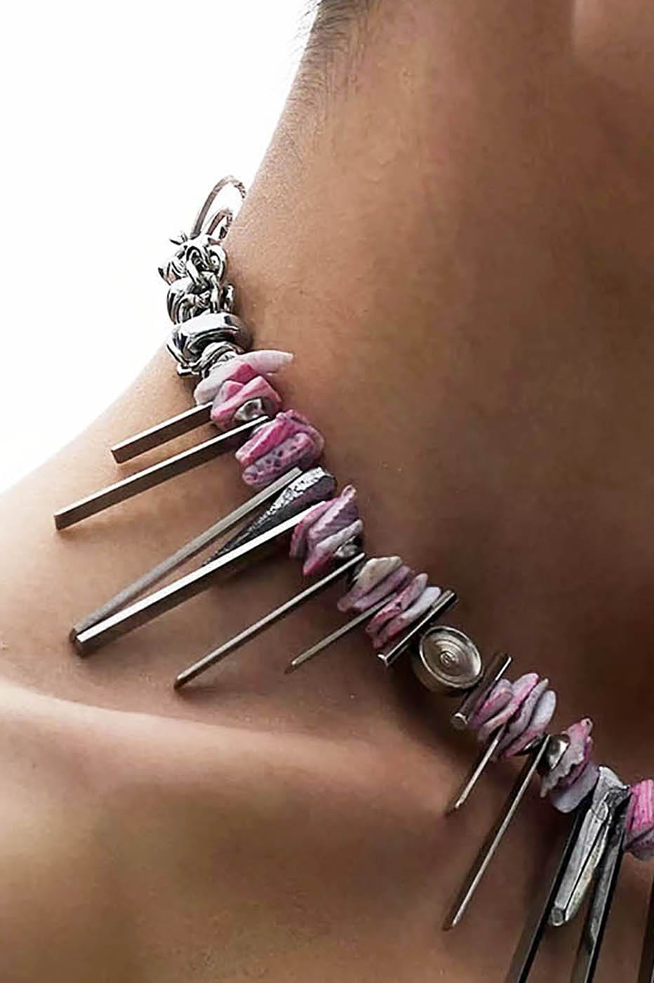 Necklace - Elegant Beaded Shell Necklace - ILLUSORY The Gravity Shell Beaded Necklace by Imaphotic