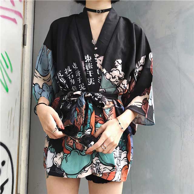 Elegant Black Haori Coat - haori coat - Stylish Black Haori Coat with Japanese Artistry - Main view