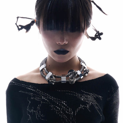 Elegant Double-Strand Mechanical Necklace - double-strand - Main view
