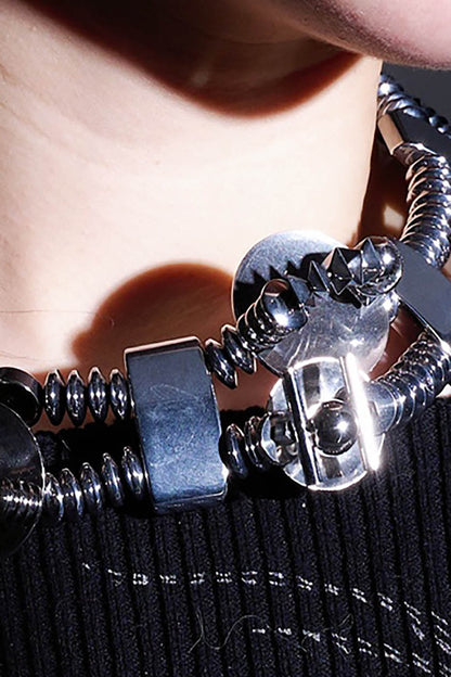 Elegant Double-Strand Mechanical Necklace -  fashion accessories - View 5