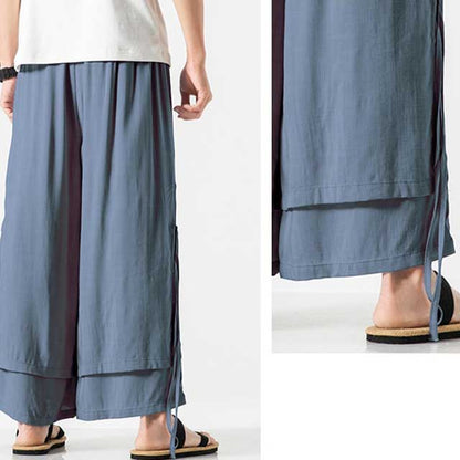 Elegant Flowy Wide-Leg Pants - casual comfortable pants - Casual Hakama Style Wide-Leg Pants for Everyday Wear - View 9