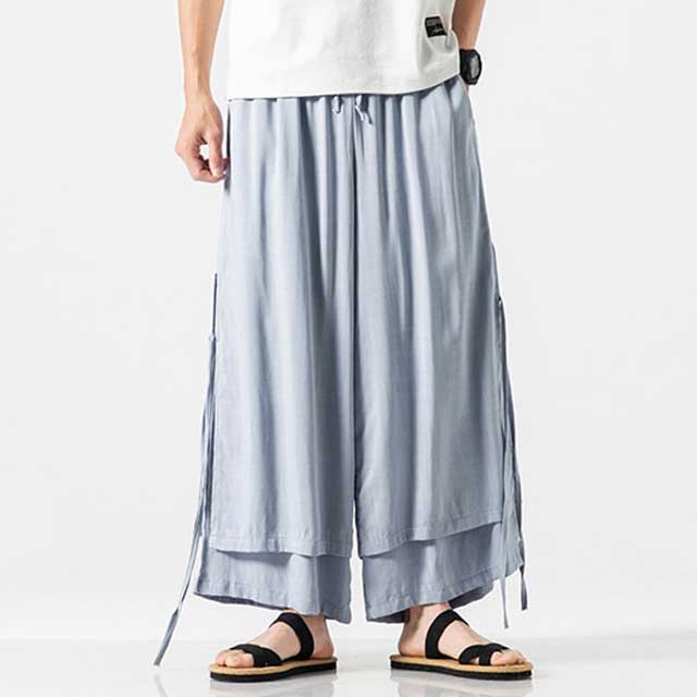 Elegant Flowy Wide-Leg Pants -  casual pants - Casual Hakama Style Wide-Leg Pants for Everyday Wear - View 4