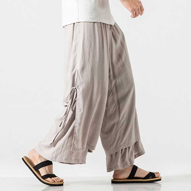 Elegant Flowy Wide-Leg Pants -  harajuku style trousers - Casual Hakama Style Wide-Leg Pants for Everyday Wear - View 6