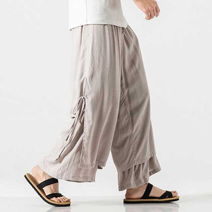 Elegant Flowy Wide-Leg Pants -  harajuku style trousers - Casual Hakama Style Wide-Leg Pants for Everyday Wear - View 6