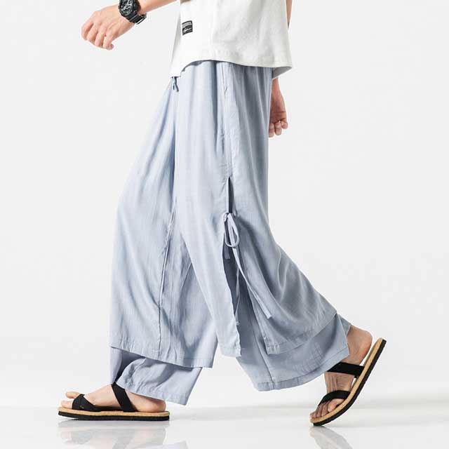 Elegant Flowy Wide-Leg Pants -  loose fit - Casual Hakama Style Wide-Leg Pants for Everyday Wear - View 7