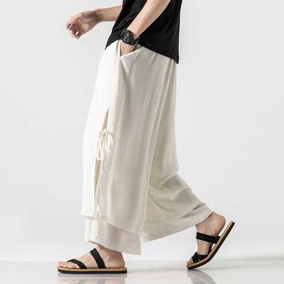Elegant Flowy Wide-Leg Pants -  streetwear - Casual Hakama Style Wide-Leg Pants for Everyday Wear - View 8