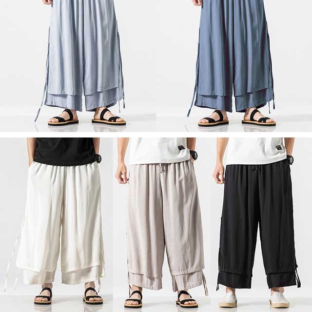 Elegant Flowy Wide-Leg Pants - wide-leg pants - Casual Hakama Style Wide-Leg Pants for Everyday Wear - View 10