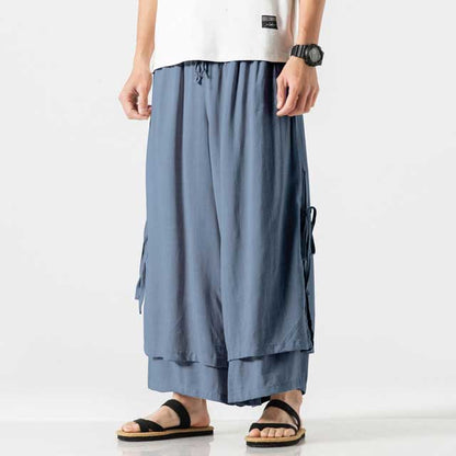 Elegant Flowy Wide-Leg Pants - wide-leg pants - Casual Hakama Style Wide-Leg Pants for Everyday Wear - View 2