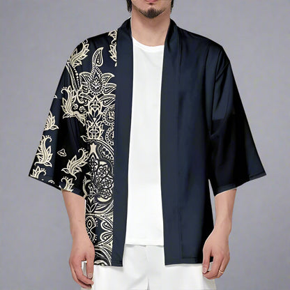 Elegant Japanese Haori -  asian sizing haori - Elegant Paisley Haori Kimono Cardigan for All Seasons - View 3
