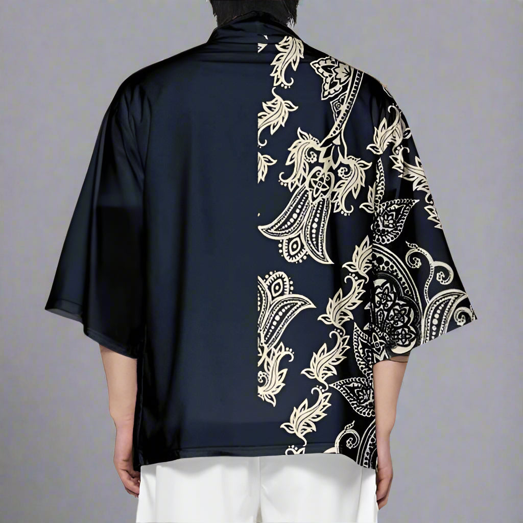 Elegant Japanese Haori -  cardigan - Elegant Paisley Haori Kimono Cardigan for All Seasons - View 4