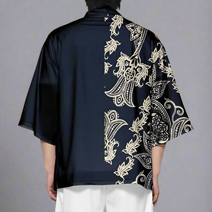 Elegant Japanese Haori -  cardigan - Elegant Paisley Haori Kimono Cardigan for All Seasons - View 4