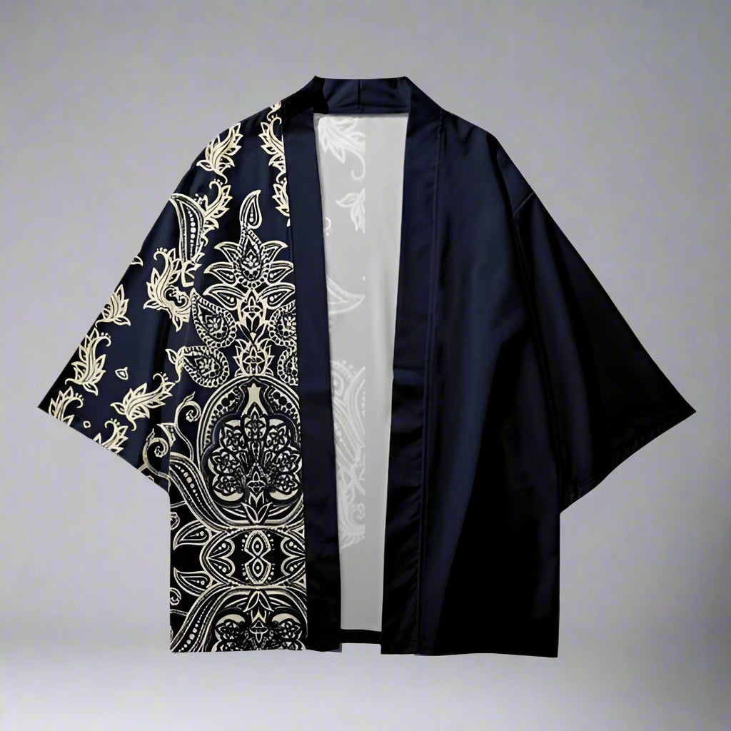 Elegant Japanese Haori - haori - Elegant Paisley Haori Kimono Cardigan for All Seasons - Main view
