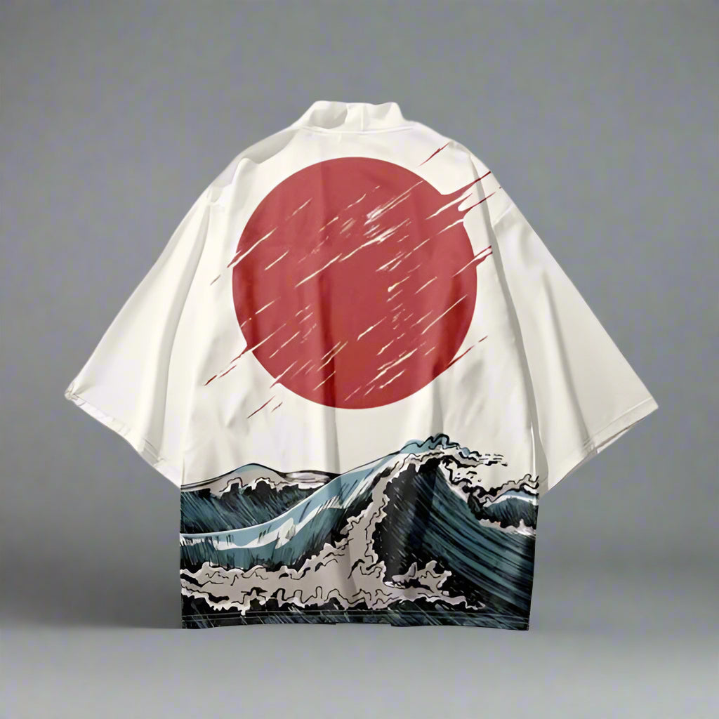 Elegant Japanese Kimono - kimono - Stylish Haori Cardigan with Unique Nine-Tailed Fox Print - View 2