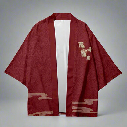 Elegant Japanese Wrap Coat - japanese coat - Elegant Japanese Haori Coat with Dragon Print - Main view