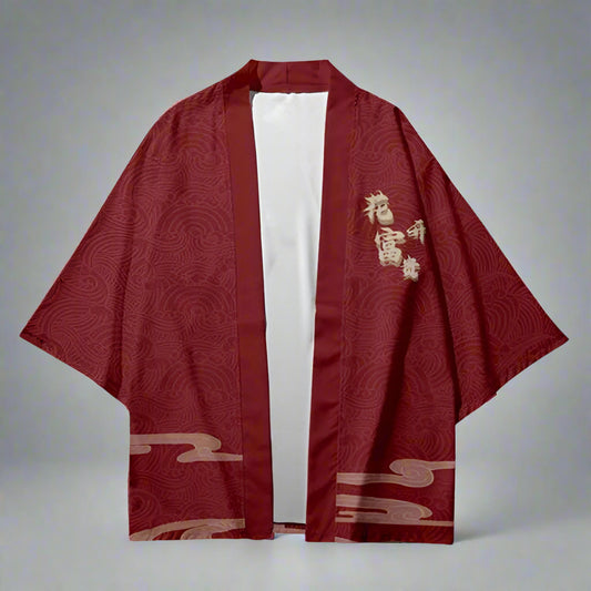 Elegant Japanese Wrap Coat - japanese coat - Elegant Japanese Haori Coat with Dragon Print - Main view