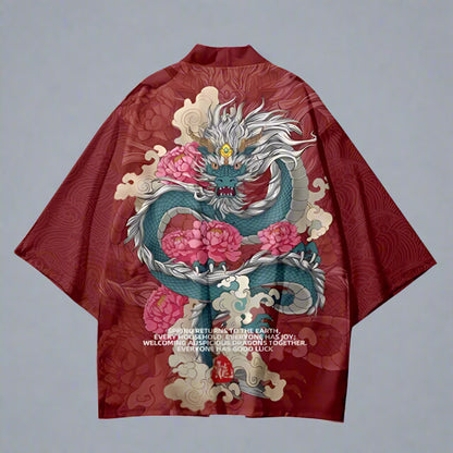 Elegant Japanese Wrap Coat - japanese haori coat - Elegant Japanese Haori Coat with Dragon Print - View 2