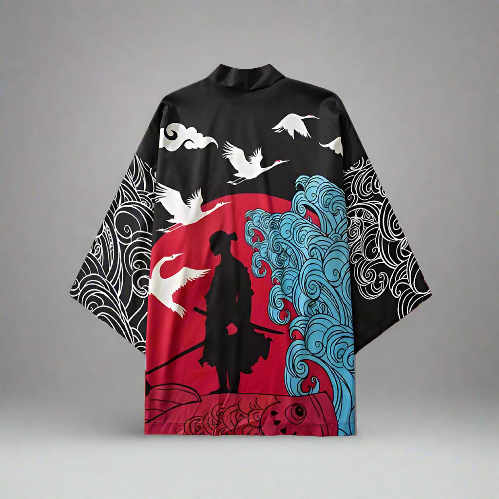 Elegant Kimono Wrap - traditional japanese design - Stylish Kimono Robe with Geisha Print for Comfort - View 2