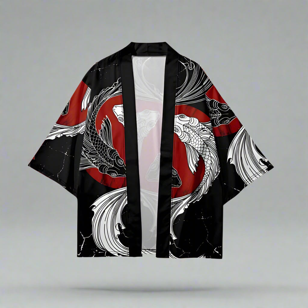Elegant Koi-Inspired Kimono - koi kimono - Koi-Inspired Haori Kimono for Effortless Style - Main view
