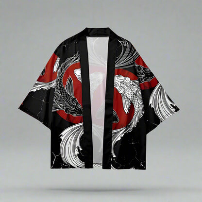 Elegant Koi-Inspired Kimono - koi kimono - Koi-Inspired Haori Kimono for Effortless Style - Main view