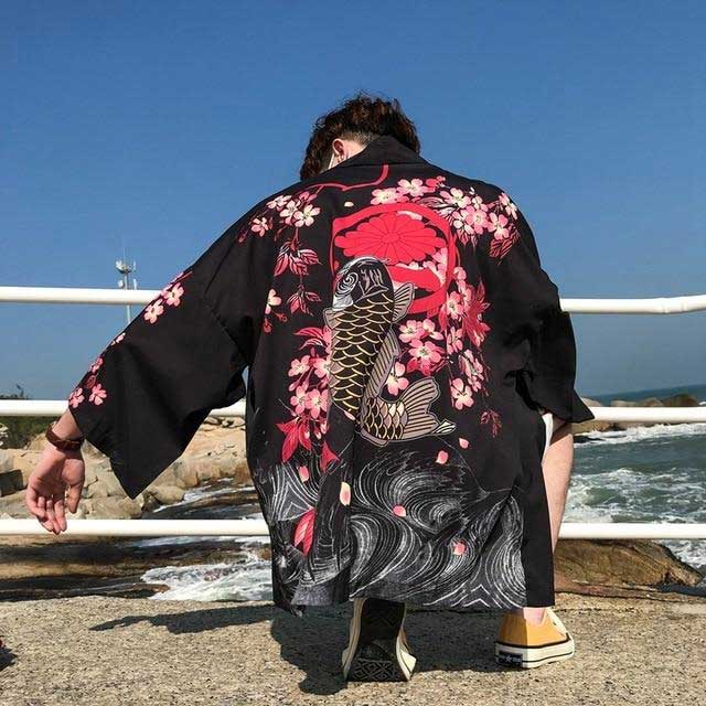 Elegant Koi-Inspired Kimono Wrap -  casual - Koi-Inspired Kimono Wrap for Comfortable Style - View 3