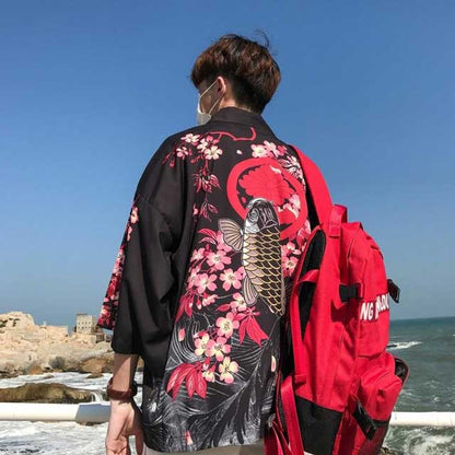 Elegant Koi-Inspired Kimono Wrap -  casual kimono wrap - Koi-Inspired Kimono Wrap for Comfortable Style - View 4