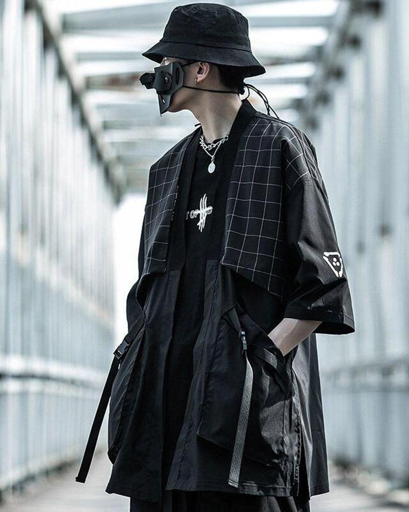 Elegant Samurai Embroidery Kimono -  futuristic - Futuristic Black Samurai Embroidery Kimono for Everyday Style - View 4