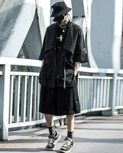Elegant Samurai Embroidery Kimono -  techwear - Futuristic Black Samurai Embroidery Kimono for Everyday Style - View 6
