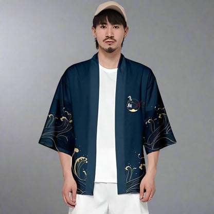 Elegant Teal Kimono Wrap -  haori wrap - Stylish Teal Kimono Wrap for Unisex Fashion - View 3