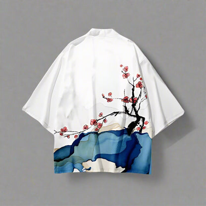 Elegant White Kimono -  haori cardigan - Stylish Elegant White Kimono Cardigan for All Occasions - View 3