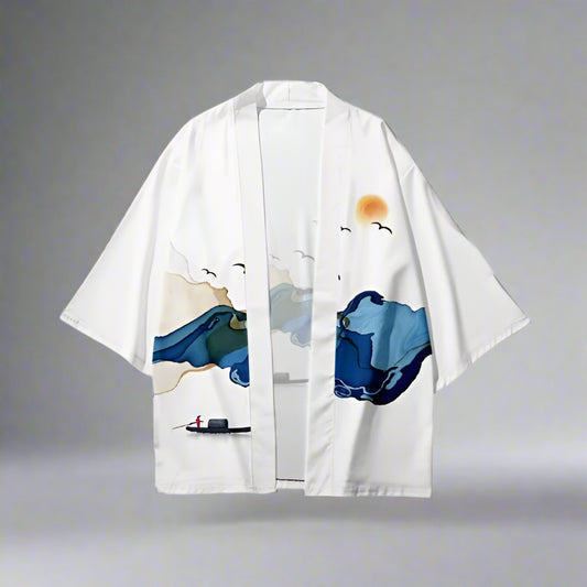 Elegant White Kimono - haori kimono - Stylish Elegant White Kimono Cardigan for All Occasions - Main view