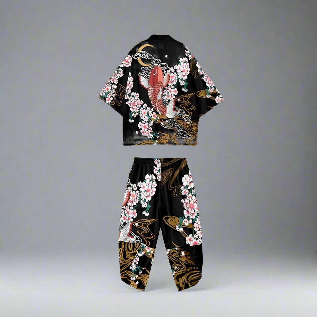 Elegantly Crafted Haori Sets -  cultural elegance - Koi & Sakura Haori Set for Authentic Style - View 4
