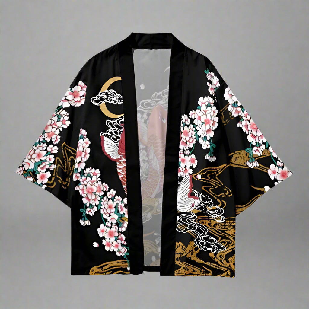 Elegantly Crafted Haori Sets - haori - Koi & Sakura Haori Set for Authentic Style - Main view