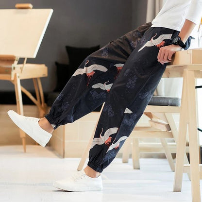Elevated Comfort Jogger Pants -  hakama style - Stylish Crane Hakama Jogger Pants for All-Day Comfort - View 5