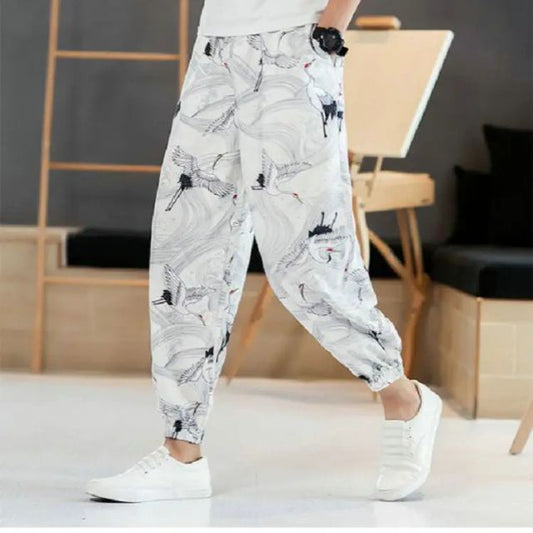 Elevated Comfort Jogger Pants - jogger pants - Stylish Crane Hakama Jogger Pants for All-Day Comfort - Main view