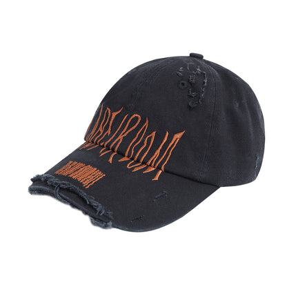 Embroidered Ripped Logo Cap -  distressed cap - Embroidered Ripped Logo Cap for a Vintage Look - View 4