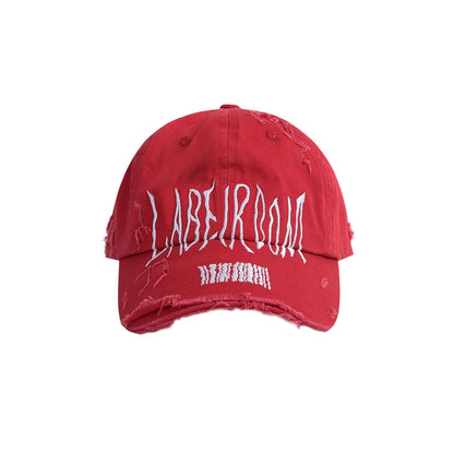 Embroidered Ripped Logo Cap - embroidered hat - Embroidered Ripped Logo Cap for a Vintage Look - Main view