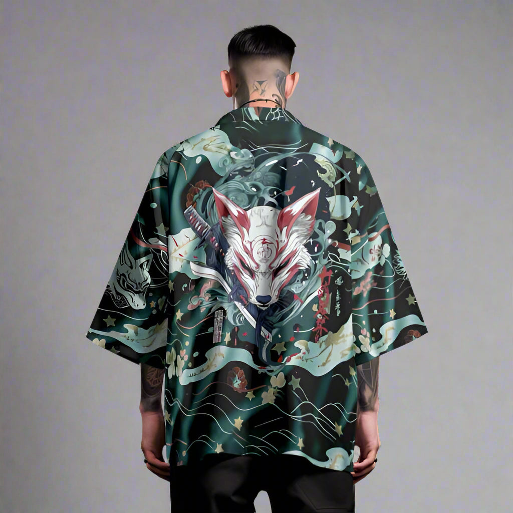 Enchanted Fox Spirit Kimono - kitsune haori - Kitsune Haori Kimono for Comfort and Versatility - View 2