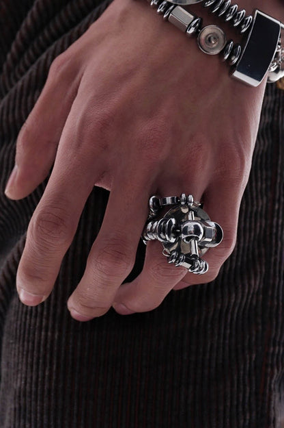 Enchanting Beaded Mech Ring -  futuristic ring - Unique Mechanical Aesthetic Beaded Ring - View 4