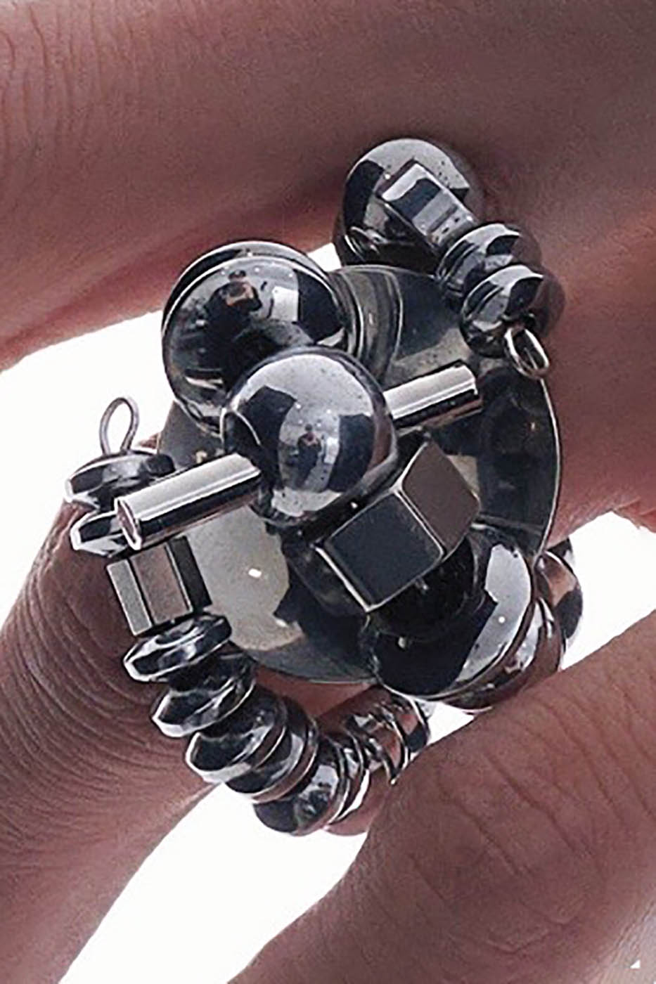 Enchanting Beaded Mech Ring -  mechanical jewelry - Unique Mechanical Aesthetic Beaded Ring - View 5