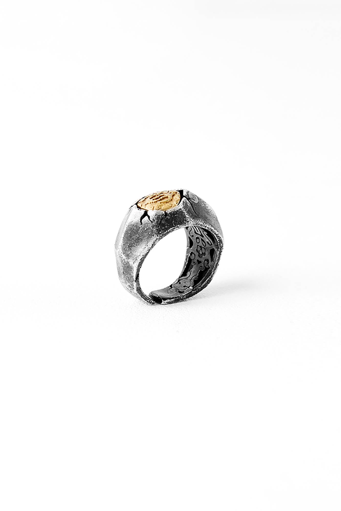 Enchanting Cracked Sigil Ring -  dual-tone finish ring - Intricate Cracked Sigil Ring for Unique Style - View 6