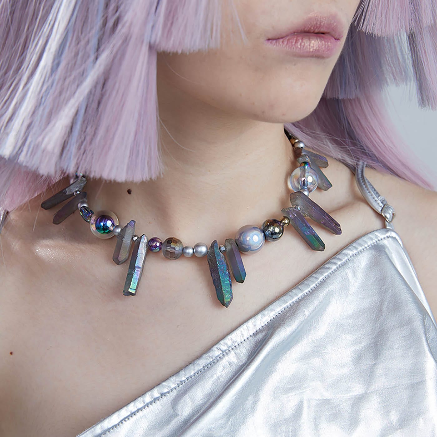 Enchanting Dreamscape Necklace - adjustable necklace - Dreamscape Necklace with Colorful Irregular Beads - Main view